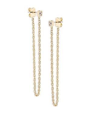 Nadri Golden Hour Cubic Zirconia & Chain Front To Back Earrings In 18k Gold Plated