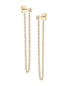 Nadri Golden Hour Cubic Zirconia & Chain Front To Back Earrings In 18k Gold Plated
