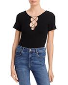 Lna Charlee Ribbed Lace Up Tee