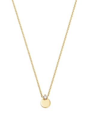 Zoe Chicco 14k Yellow Gold Prong Diamonds Midi Bitty Disc Pendant Necklace, 14-16