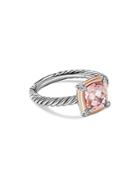 David Yurman 18k Rose Gold & Sterling Silver Petite Chatelaine Morganite & Diamond Bezel Ring
