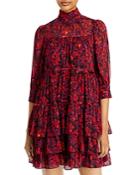 Cinq A Sept Stargazer Lilies Print Tiered Dress