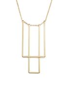 14k Yellow Gold Simple Square Bib Necklace, 17