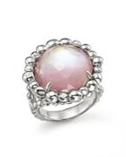 Michael Aram Sterling Silver Molten Ring With Pink Mother Of Pearl Doublet And Diamonds
