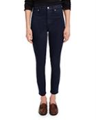 7 For All Mankind Coated High Waisted Ankle Skinny Jeans In Monaco Blue