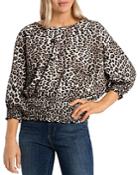 Vince Camuto Leopard Print Smocked Top