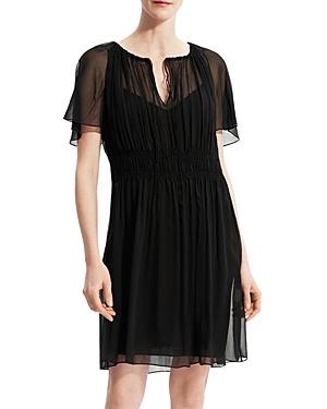 Theory Silk Chiffon Flutter Sleeve Dress