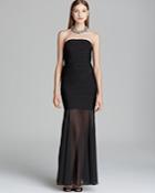 Js Collections Strapless Mesh Skirt Power Knit Gown