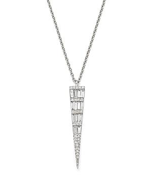 Bloomingdale's Diamond Round & Baguette Pendant Necklace In 14k White Gold, .35 Ct. T.w - 100% Exclusive