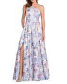 Aidan Mattox Floral Burnout One Shoulder Ball Gown