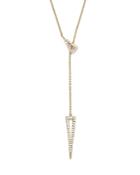 Diamond Triangle Lariat Necklace In 14k Yellow Gold, .35 Ct. T.w.
