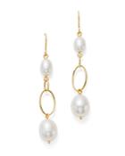 Bloomingdale's Cultured Freshwater Pearl Oval Link Drop Earrings In 14k Yellow Gold - 100% Exclusive