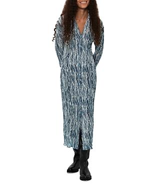 Whistles Marble Stripe Plisse Dress
