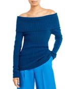 Sergio Hudson Off The Shoulder Rib Knit Sweater