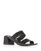 Sigerson Morrison Women's Elda Croc-embossed Block-heel Slide Sandals