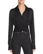 T By Alexander Wang Silk Charmeuse Wrap Top