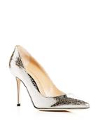 Sergio Rossi Women's Crackled Leather Pointed Toe Pumps