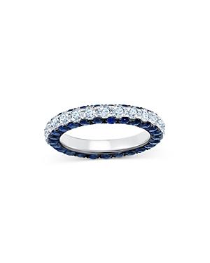 Graziela Gems 18k White Gold Blue Sapphire & Diamond Three Sided Band