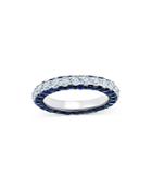 Graziela Gems 18k White Gold Blue Sapphire & Diamond Three Sided Band
