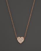 Zoe Chicco 14k Rose Gold Heart Necklace With Pave Diamonds, 16