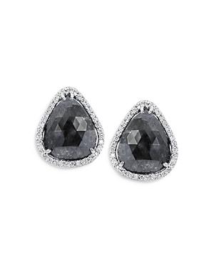 Amrapali Jewels 18k White Gold, Black Diamond And White Diamond Teardrop Stud Earrings