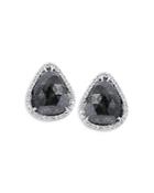 Amrapali Jewels 18k White Gold, Black Diamond And White Diamond Teardrop Stud Earrings