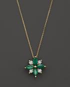 Emerald And Diamond Flower Pendant Necklace In 14k Yellow Gold, 18 - 100% Exclusive