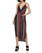Bcbgeneration Wavy Stripe Faux-wrap Midi Dress
