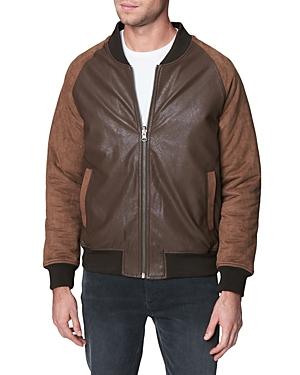 Blanknyc Leather Color Blocked Full Zip Bomber Jacket