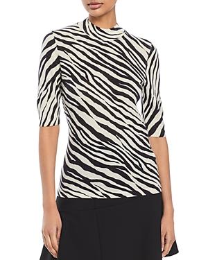 Boss Fabanna Short Sleeve Mock Neck Print Knit Top