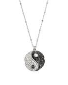 White And Black Diamond Yin And Yang Pendant Necklace In 14k White Gold, 18