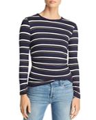 Frame Ruched Striped Rib-knit Tee