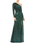 Mac Duggal One Shoulder Sequined Gown