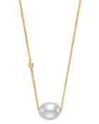 Bloomingdale's Cultured Freshwater Oval Pearl & Diamond Bezel Statement Necklace In 14k Yellow Gold, 16-18 - 100% Exclusive