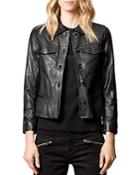 Zadig & Voltaire Liam Leather Button-up Jacket