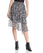 Lucy Paris Asymmetric Zebra-print Midi Skirt
