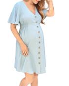 Ingrid & Isabel Flutter Sleeve Chambray Maternity Dress