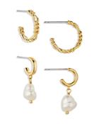 Nadri Pearlfection Keshi Cultured Pearl Charm & Chain Link Hoop Earrings, Set Of 2