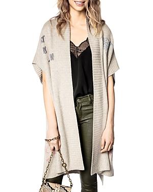 Zadig & Voltaire Indiany Embroidered Cashmere Short Sleeve Cardigan