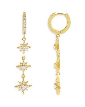 Adinas Jewels Starburst Drop Huggie Hoop Earrings