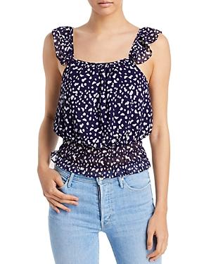 Aqua Abstract Dot Ruffle Top - 100% Exclusive