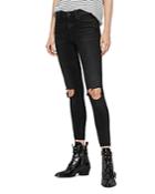 Allsaints Grace Distressed Ankle Fray Skinny Jeans In Washed Black