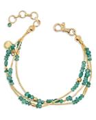Gurhan Gurhan 24k Yellow Gold Rain Emerald Bead Triple Strand Bracelet
