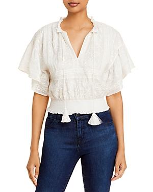 Alice And Olivia Tabitha Embroidered Ruffle Blouse