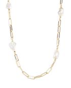 Aqua Cultured Freshwater Pearl Chain Link Strand Necklace, 37 - 100% Exclusive