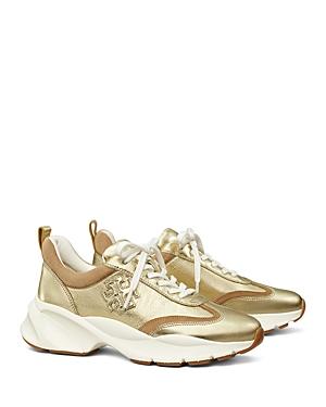 Tory Burch Women's Good Luck Double T Gold Trainer Sneakers