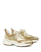 Tory Burch Women's Good Luck Double T Gold Trainer Sneakers