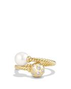 David Yurman Solari Bypass Ring With Pearl And Diamonds In 18k Gold