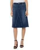 Liverpool Los Angeles Gia Glider Denim Midi Skirt In Flagstone