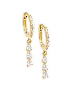 Adinas Jewels Crystal Teardrop Huggie Hoop Earrings